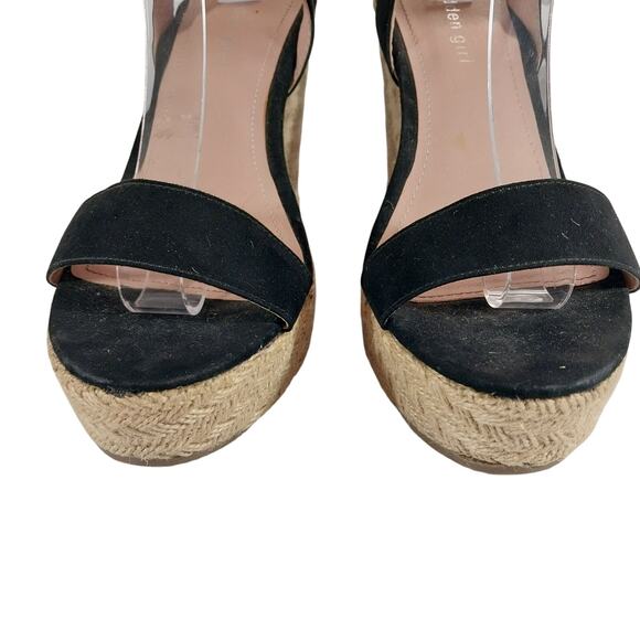 MADDEN GIRL! SLEEK BLACK VEGAN SUEDE ESPADRILLE WEDGE HEELS, SANDALS! SZ 8M - Picture 5 of 10
